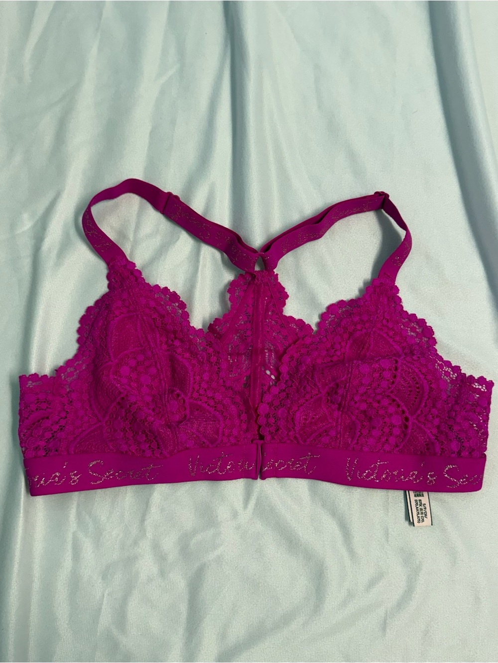 Victoria's Secret Fuchsia Lace Racerback Front Closure Bralette